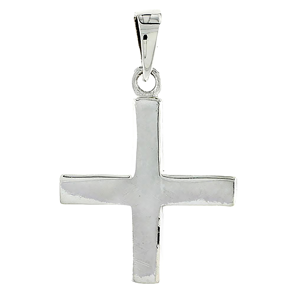 Sterling Silver High Polished Greek Cross, 1 1/8&quot; (28 mm) tall