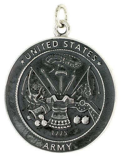 Sterling Silver U.S. Army Medal Pendant, 1 5/16&quot; (33 mm) tall