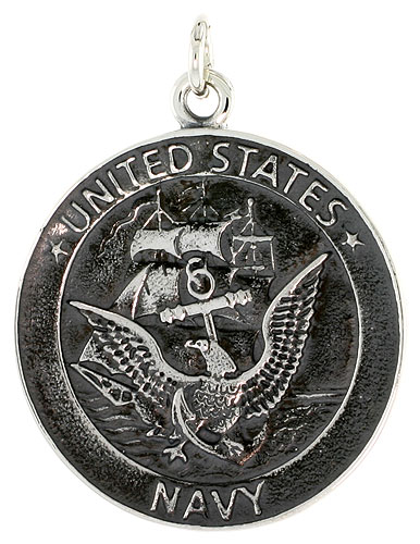 Sterling Silver U.S. Navy Medal, 1 1/4&quot; (32 mm) tall