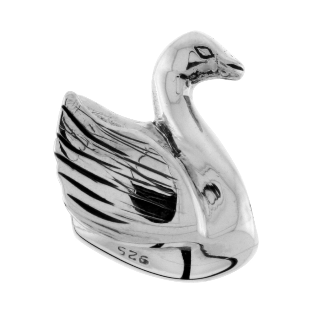 Sterling Silver Swan Bead Charm for most Charm Bracelets