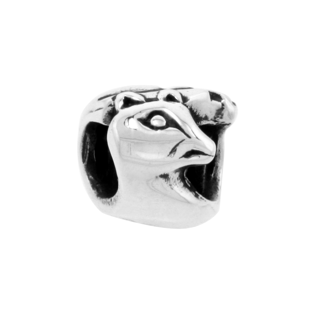 Sterling Silver Panther Bead Charm for most Charm Bracelets
