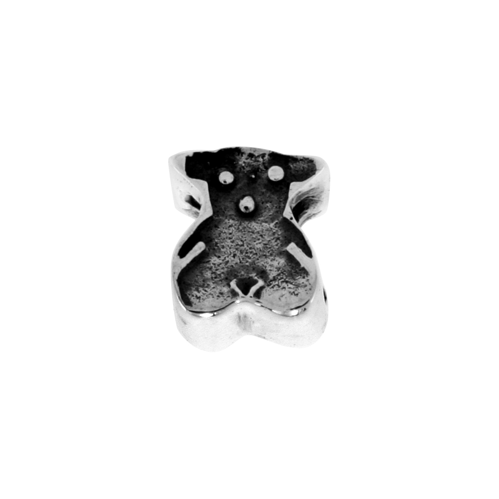 Sterling Silver Teddy Bear Bead Charm for most Charm Bracelets