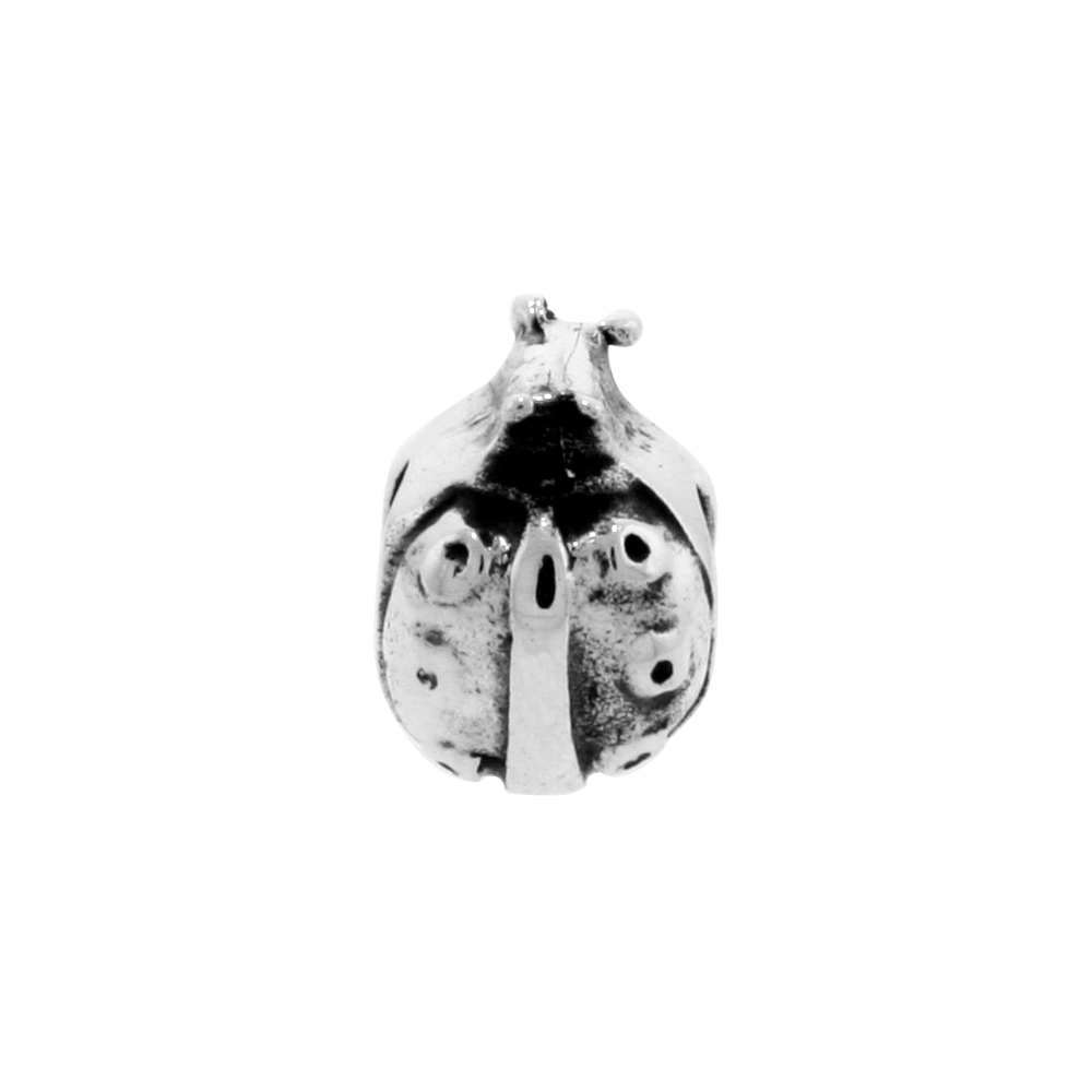 Sterling Silver Lady Bug Bead Charm for most Charm Bracelets