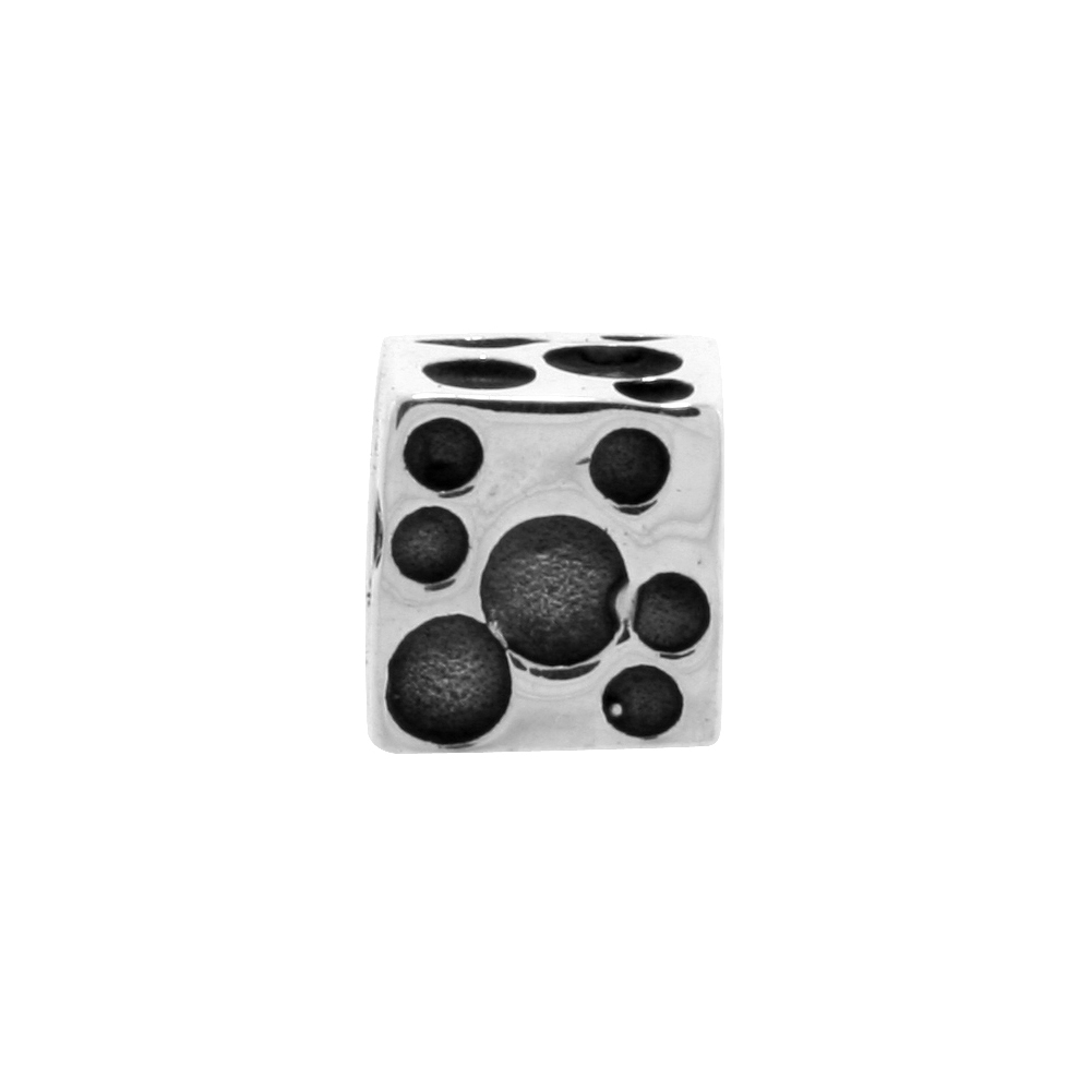 Sterling Silver Bubble Cube Bead Charm for most Charm Bracelets