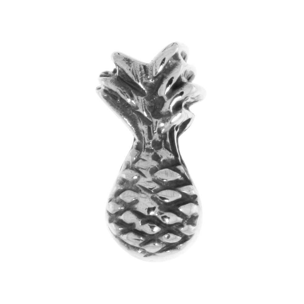 Sterling Silver Pineapple Bead Charm for most Charm Bracelets