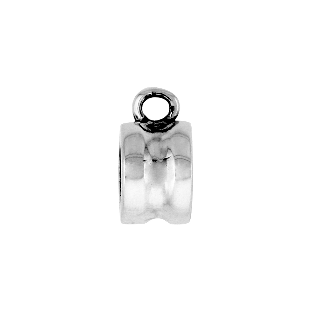 Sterling Silver Concave Bead Charm for most Charm Bracelets