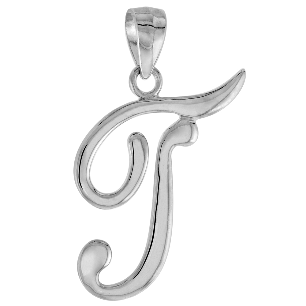 3/4 inch Sterling Silver Small Script Initial V Pendant for Women Flawless High Polished Finish No Chain