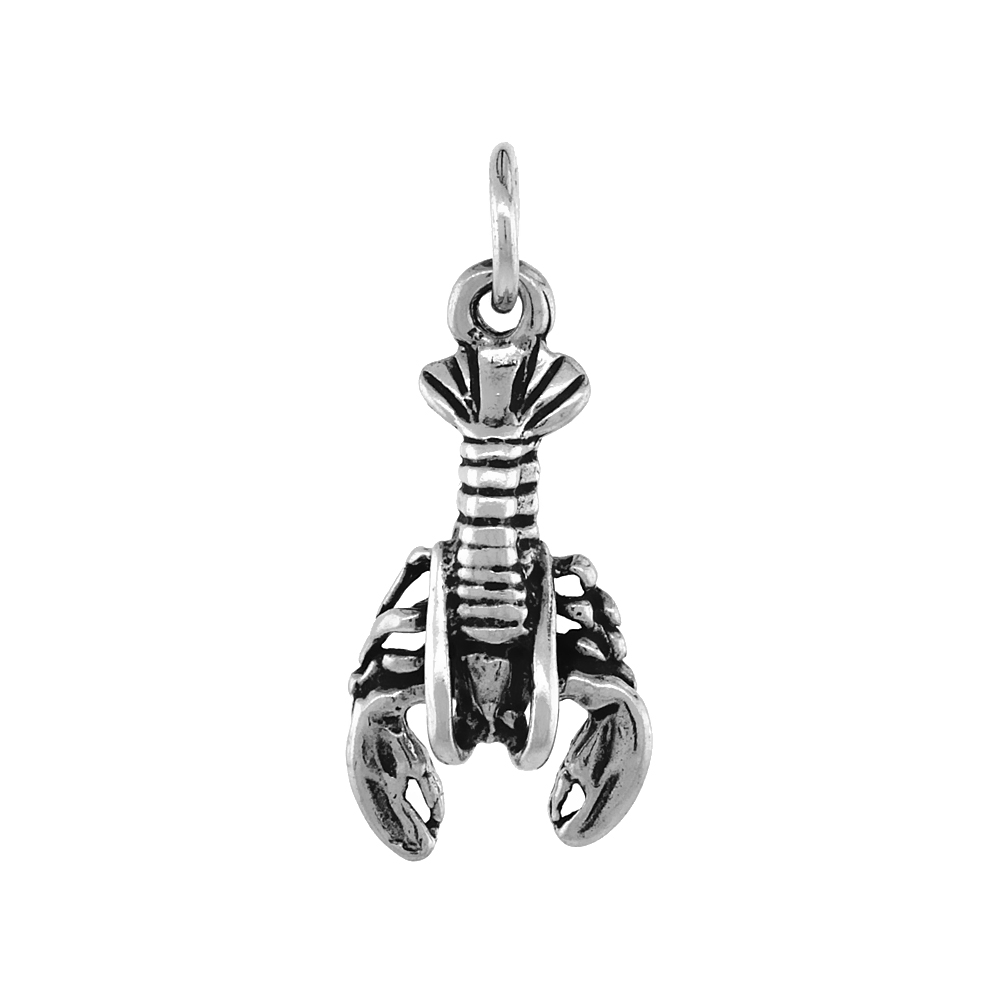 Sterling Silver Lobster Pendant Antiqued finish 7/8 inch