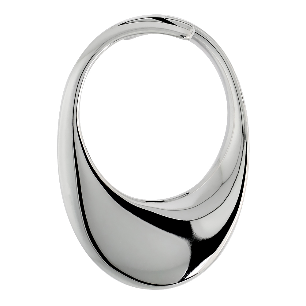 High Polished Oval Pendant in Sterling Silver, 1" (25 mm) tall