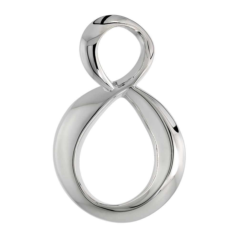 High Polished Knot Pendant in Sterling Silver, 1 1/4" (32 mm) tall