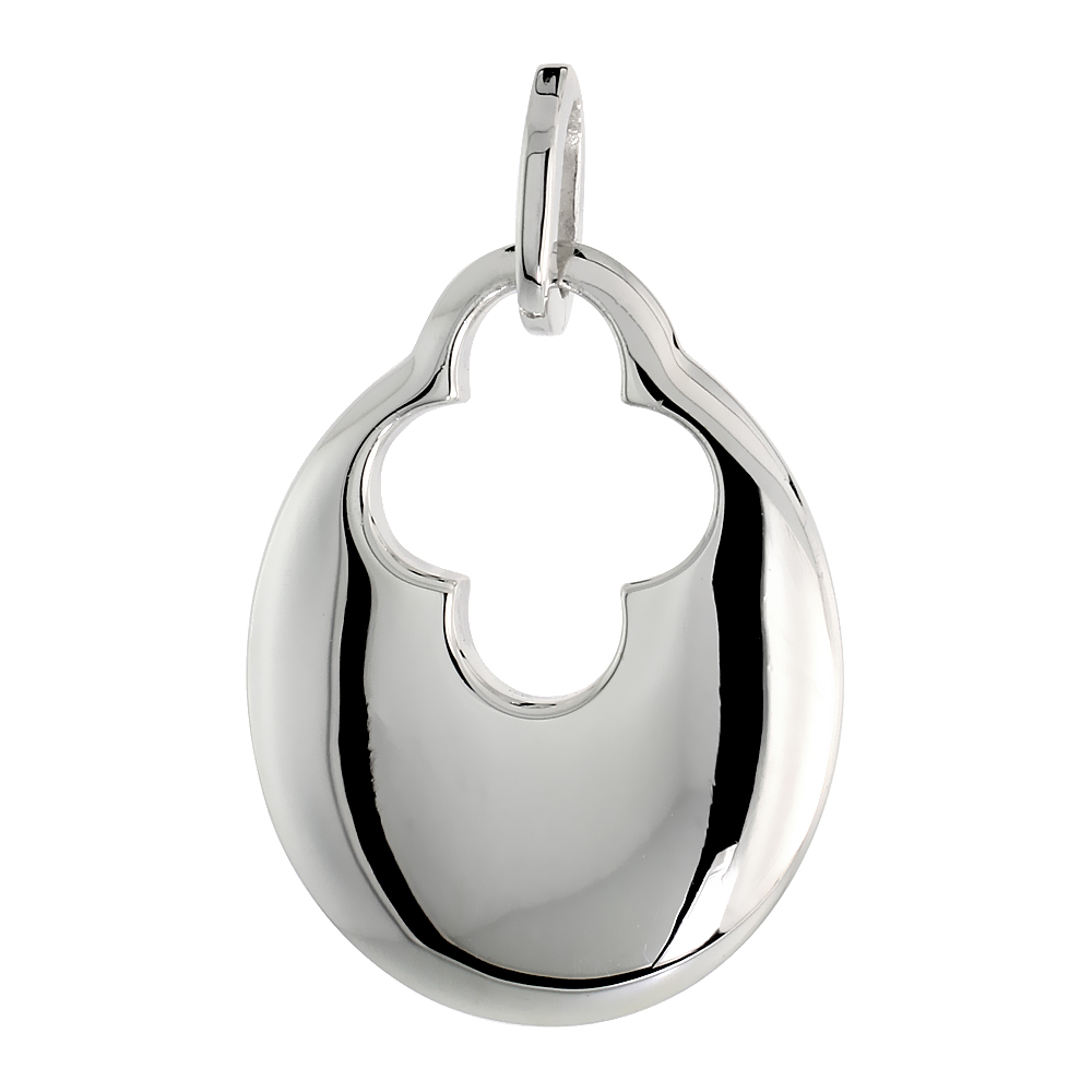 High Polished Pear-shaped Pendant in Sterling Silver w/ Cross Cut Out, 7/8&quot; (23 mm) tall