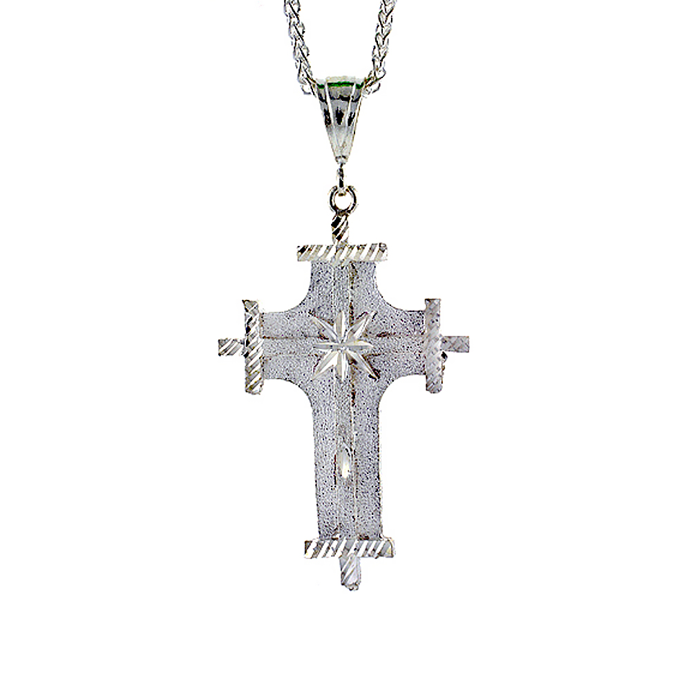 Sterling Silver Cross Pendant, 2 1/2 inch tall