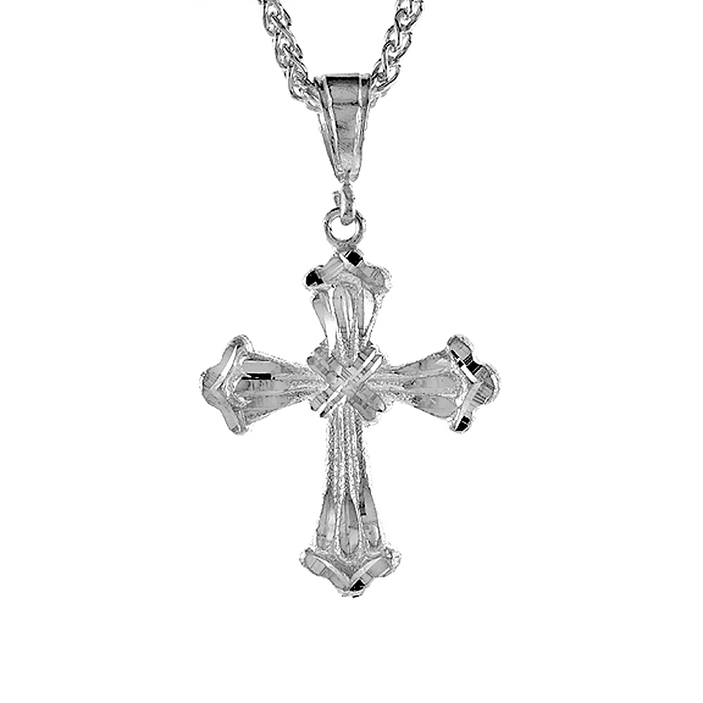 Sterling Silver Cross Pendant, 1 1/2 inch tall