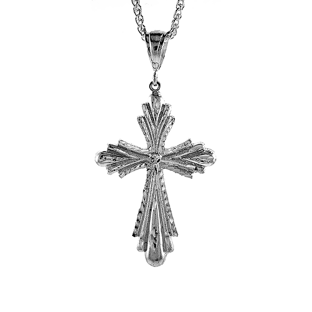 Sterling Silver Cross Pendant, 2 3/4 inch tall