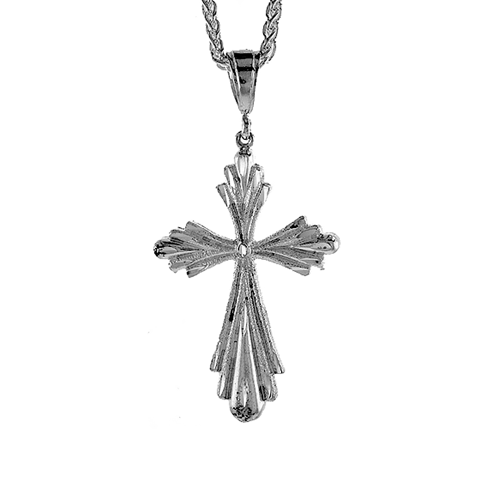 Sterling Silver Cross Pendant, 2 3/16 inch tall