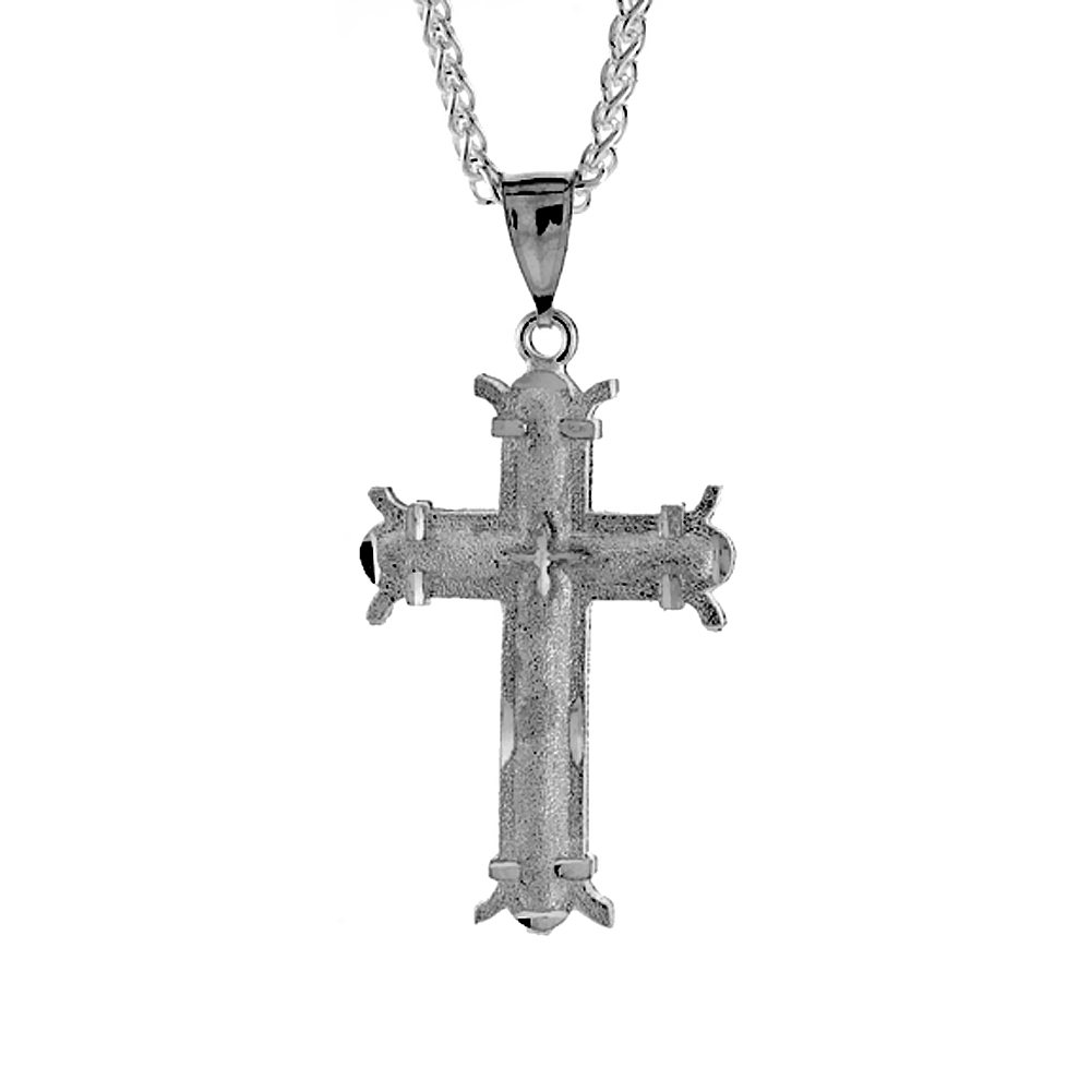 Sterling Silver Cross Pendant, 1 7/8 inch tall