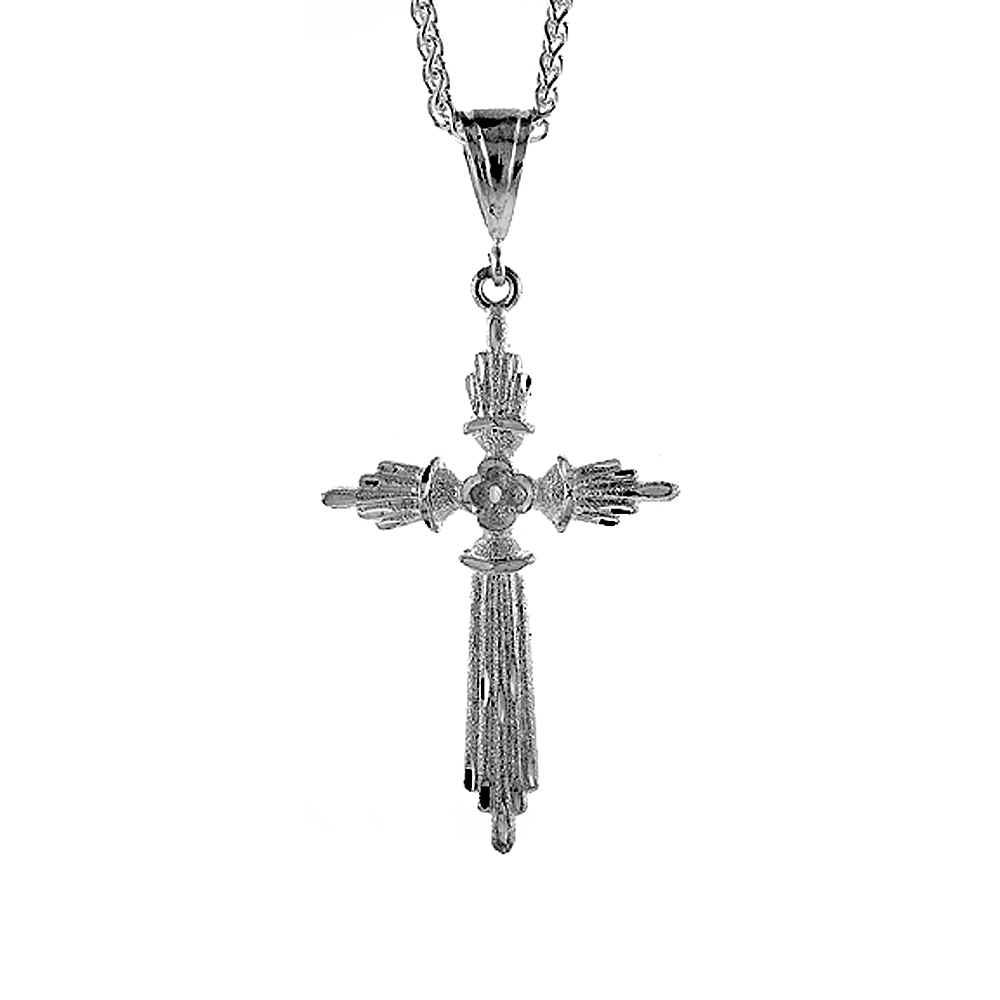 Sterling Silver Cross Pendant, 2 1/2 inch tall