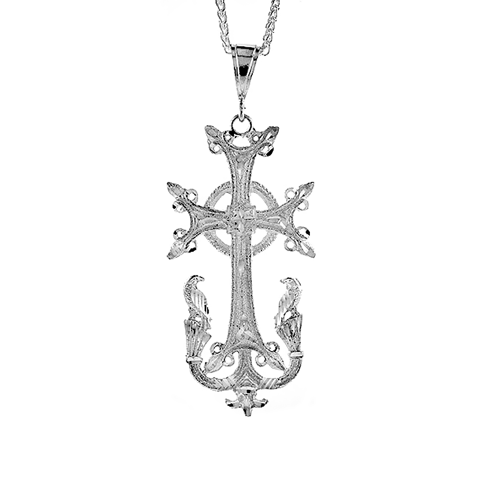 Sterling Silver Anchor Pendant, 3 5/8 inch tall