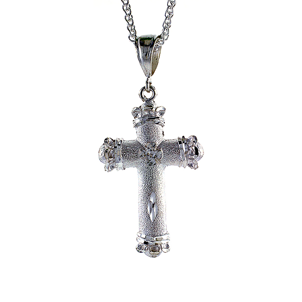 Sterling Silver Cross Pendant, 2 1/4 inch tall