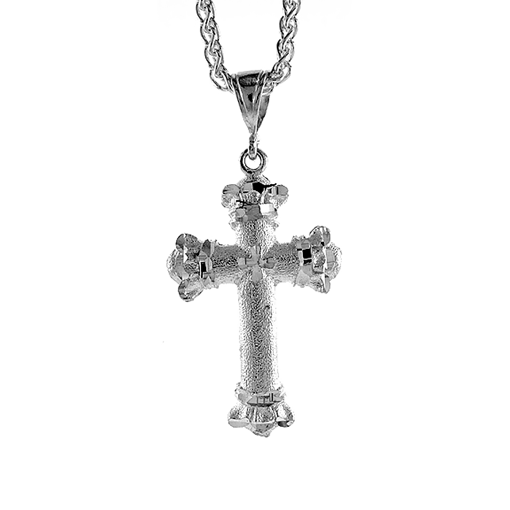 Sterling Silver Cross Pendant, 1 3/4 inch tall