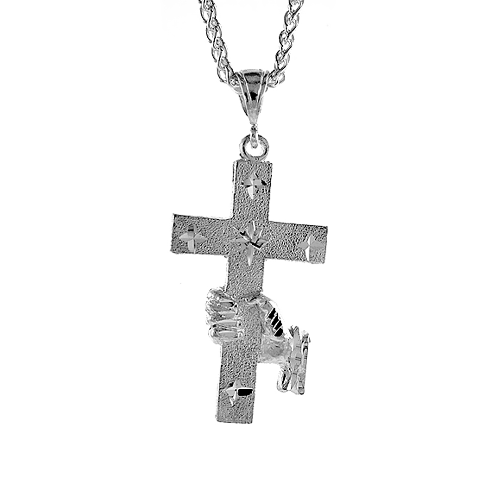 Sterling Silver Cross Pendant, 2 1/16 inch tall