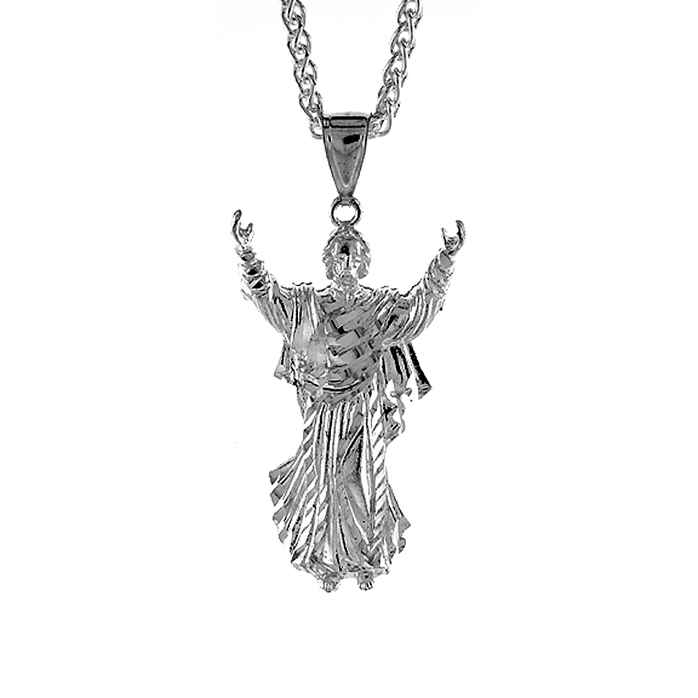 Sterling Silver Christ Pendant, 1 3/4 inch tall
