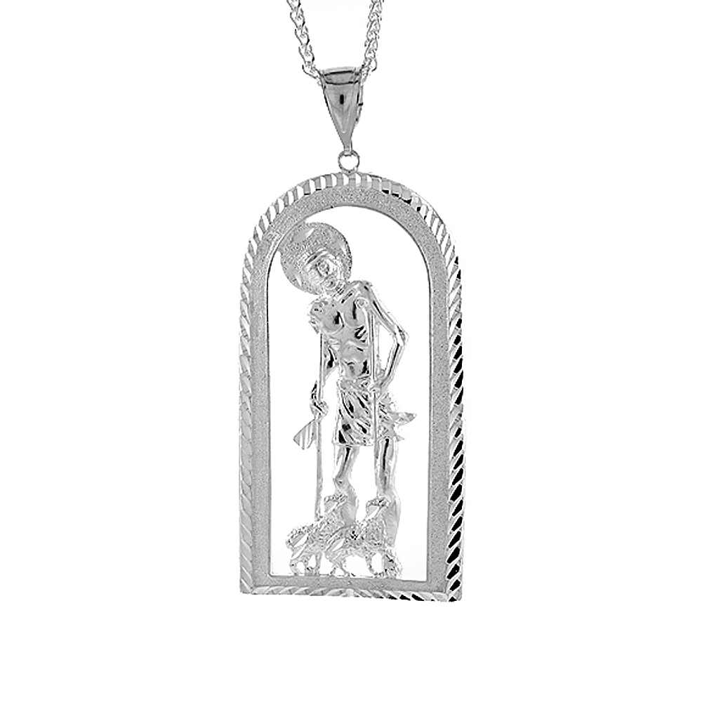 Sterling Silver St. Lazarus Pendant, 3 1/2 inch tall