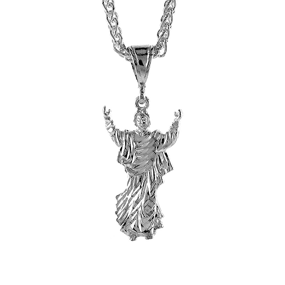 Sterling Silver Small Christ Pendant, 1 5/16 inch tall