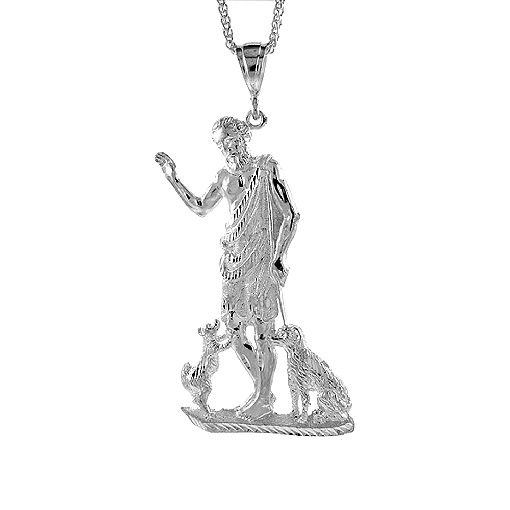Sterling Silver St. Lazarus Pendant, 3 7/8 inch tall
