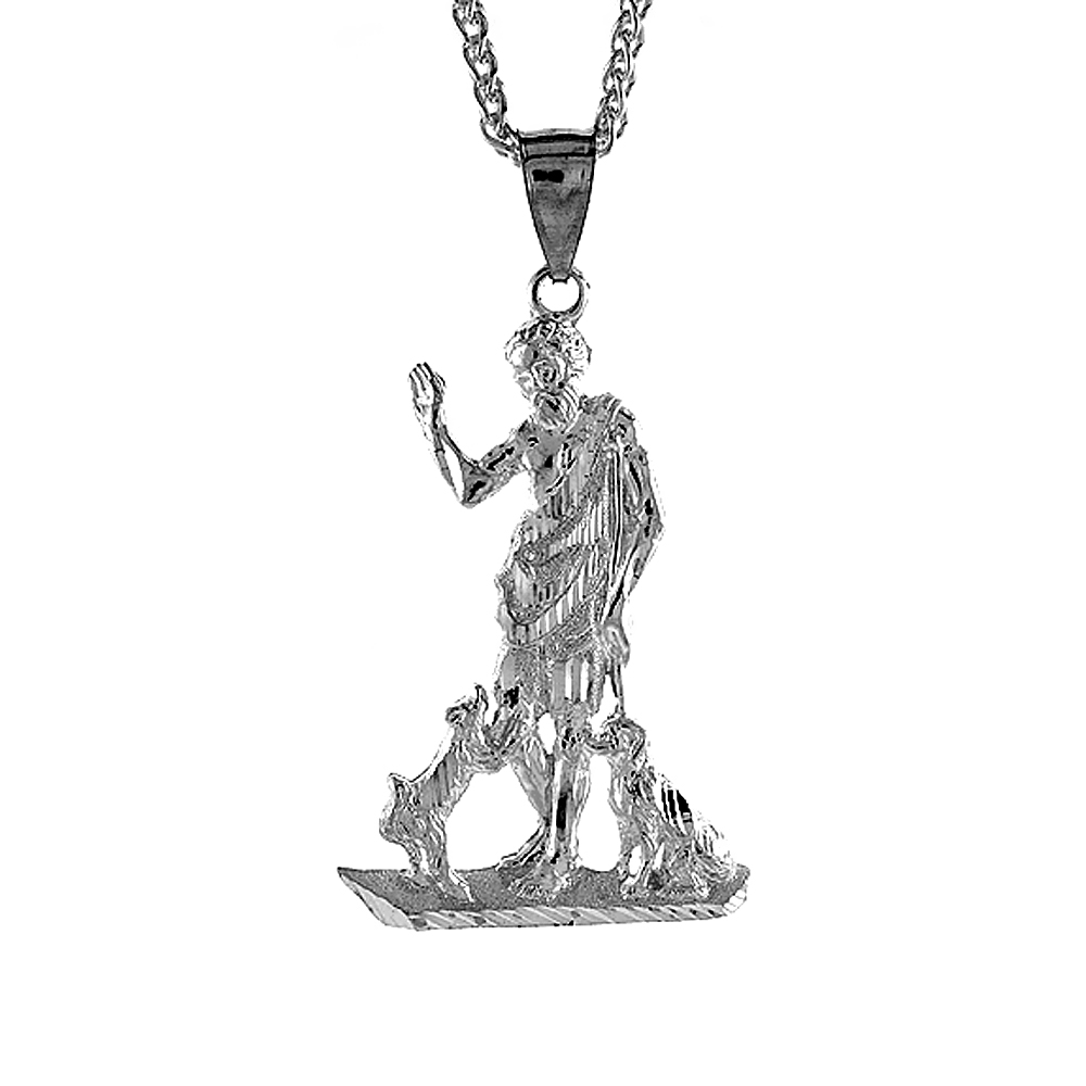 Sterling Silver St. Lazarus Pendant, 2 3/8 inch tall