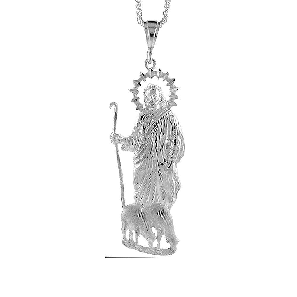 Sterling Silver St. Lazarus Pendant, 4 1/8 inch tall