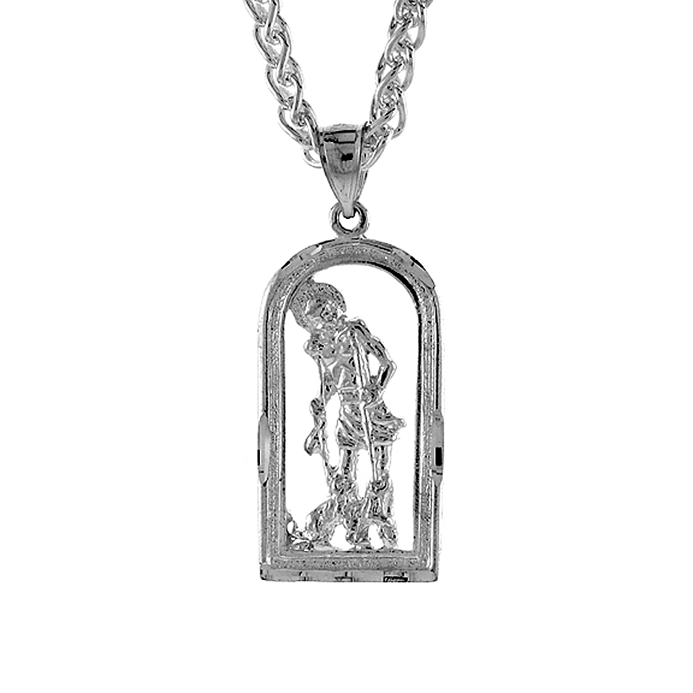 1 1/4 inch Large Sterling Silver Small St. Lazarus Pendant for Men Diamond Cut finish
