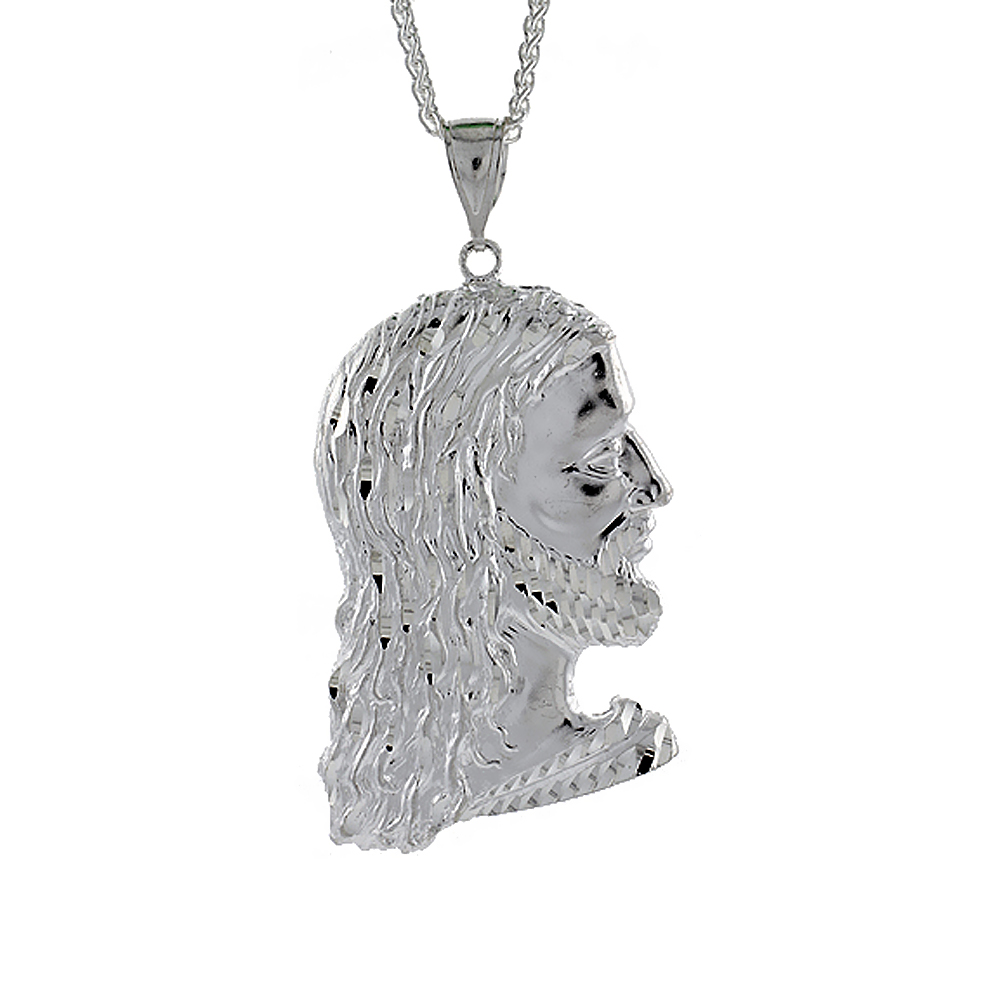Sterling Silver Christ Pendant, 3 1/8 inch tall