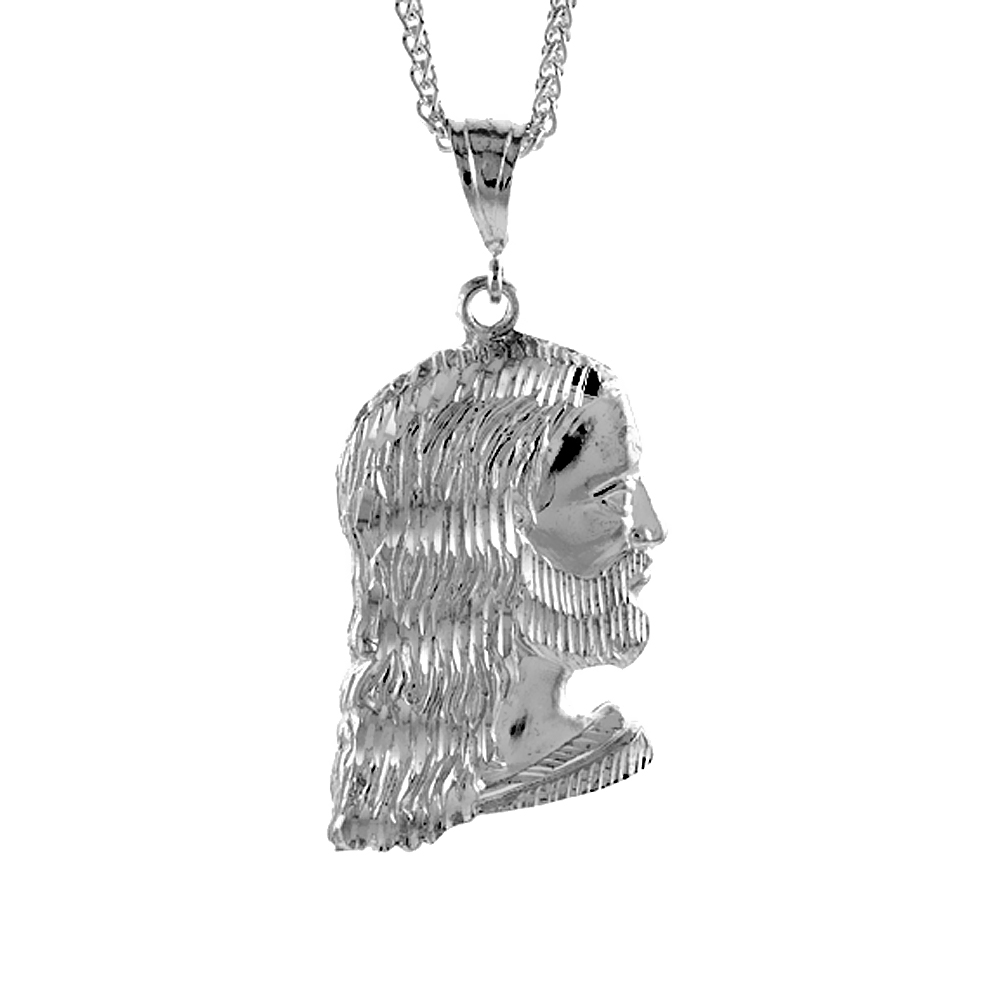 Sterling Silver Christ Pendant, 2 1/4 inch tall