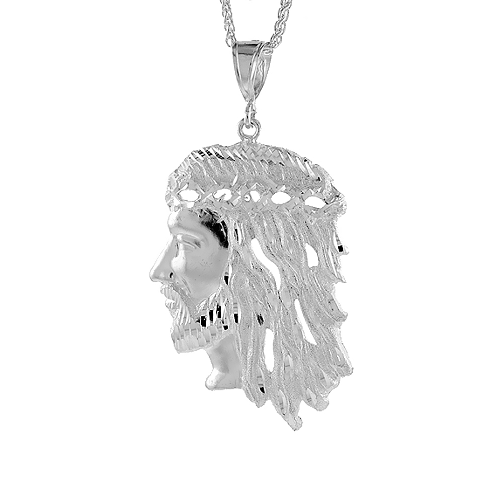 Sterling Silver Christ Pendant, 3 1/4 inch tall
