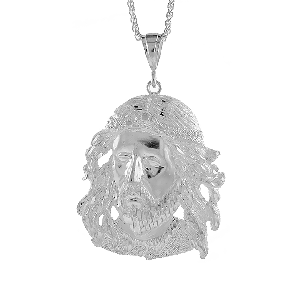 Sterling Silver Christ Pendant, 3 inch tall