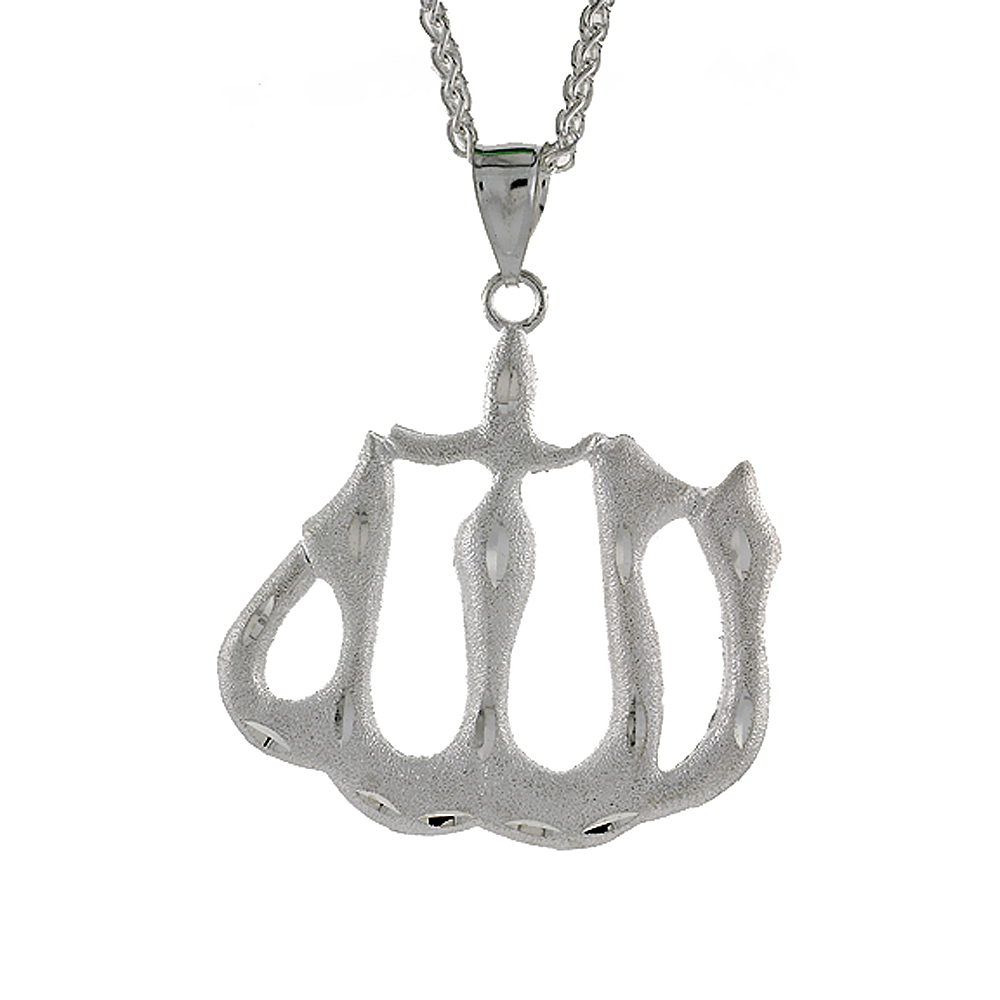 Sterling Silver Allah Pendant, 2 1/8 inch tall