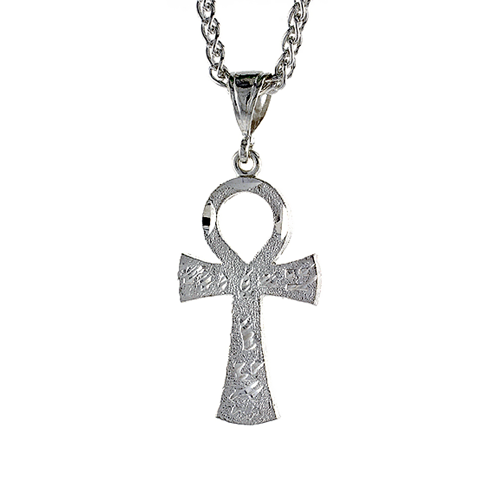 Sterling Silver Ankh Cross Pendant, 1 5/8 inch tall
