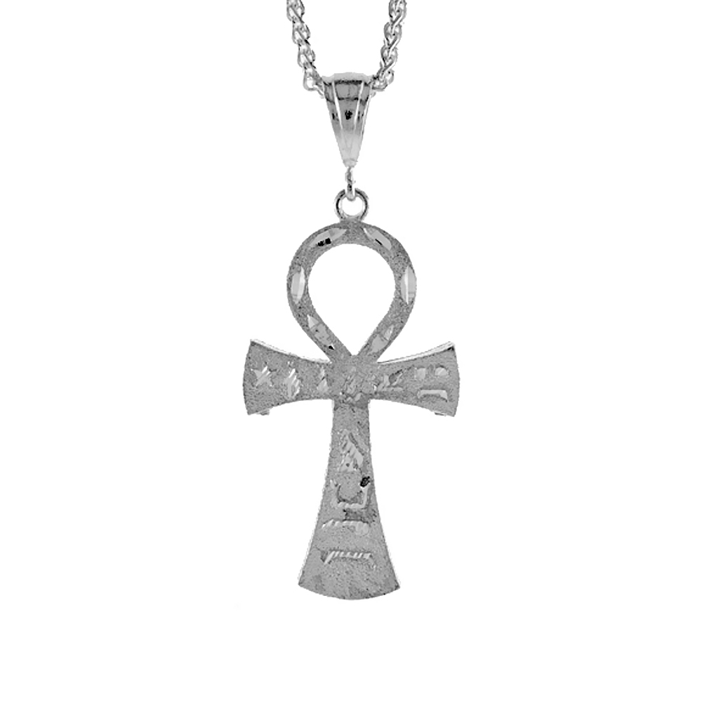 Sterling Silver Ankh Cross Pendant, 2 1/2 in. (63 mm) tall