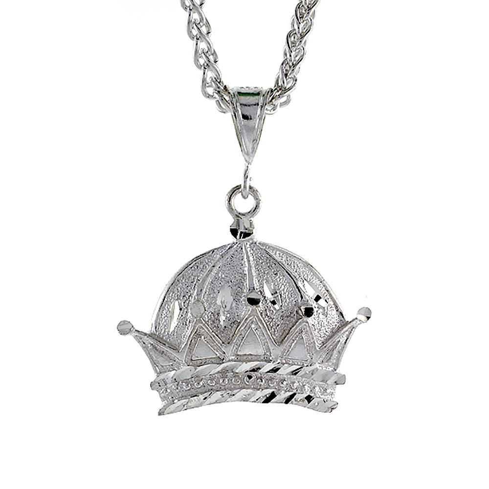 Sterling Silver Crown Pendant, 1 inch tall