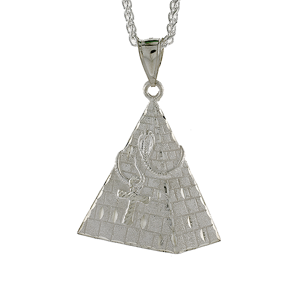 Sterling Silver Pyramid Pendant, 2 inch tall