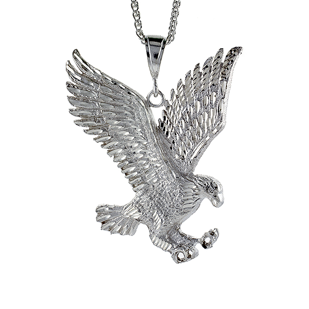Sterling Silver Eagle Pendant, 3 1/2 inch tall