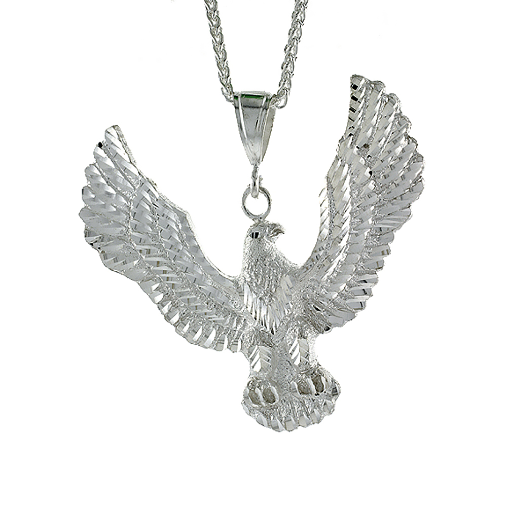 Sterling Silver Eagle Pendant, 2 3/4 inch tall