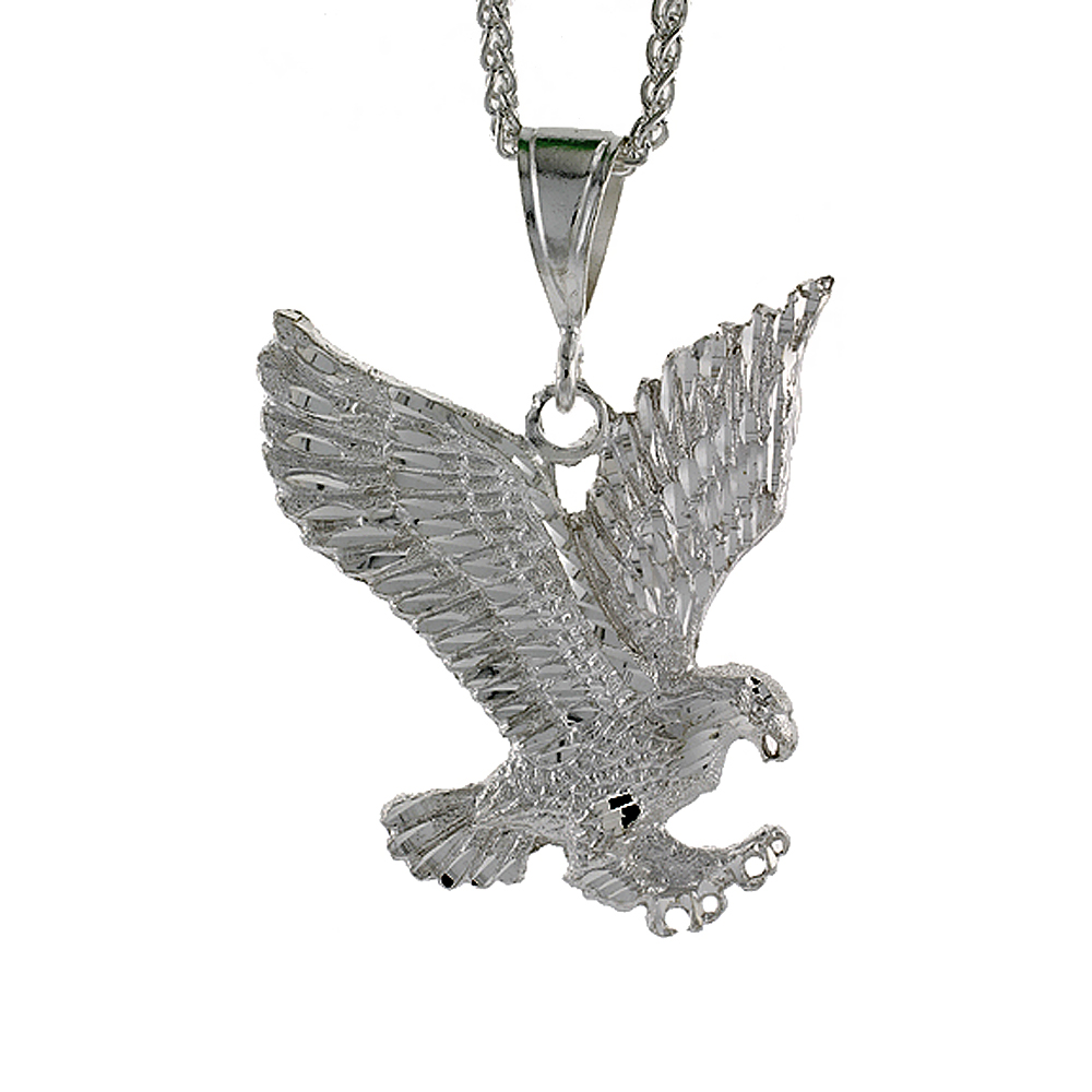 Sterling Silver Eagle Pendant, 2 5/16 inch tall