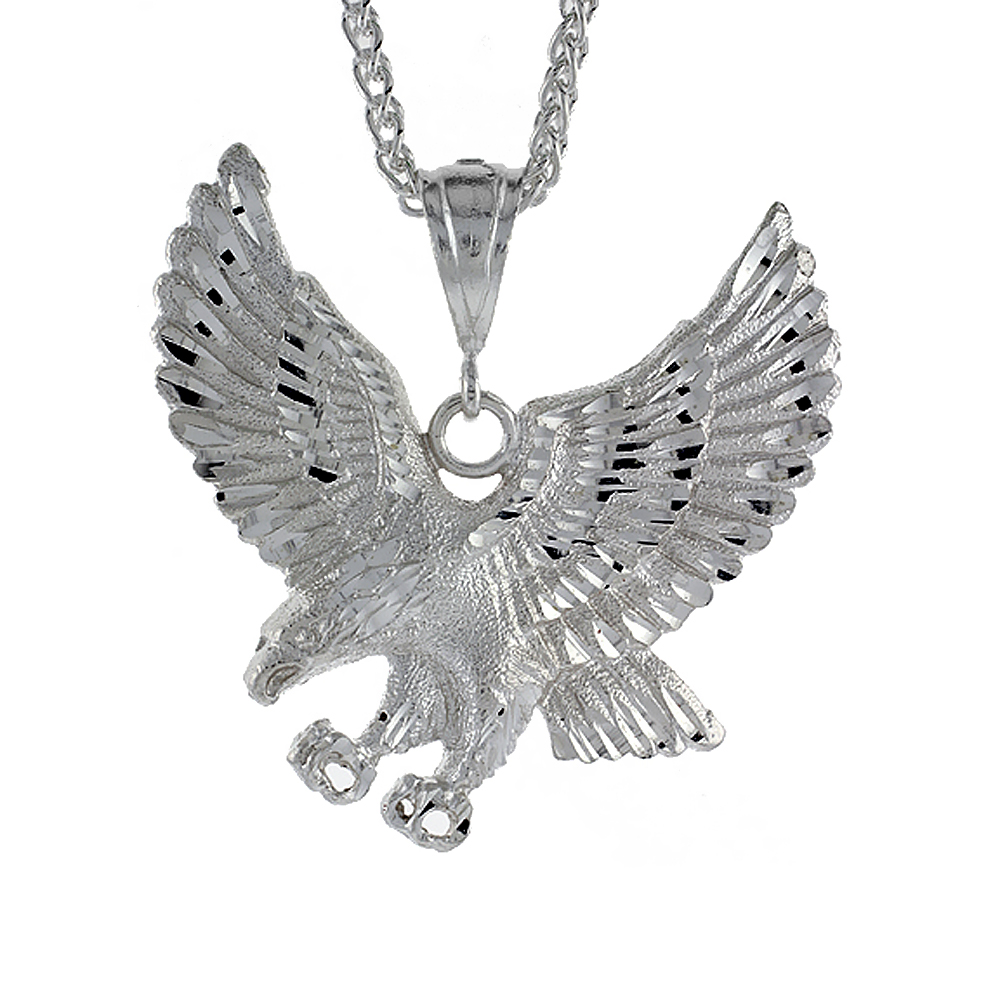Sterling Silver Eagle Pendant, 2 7/8 inch tall