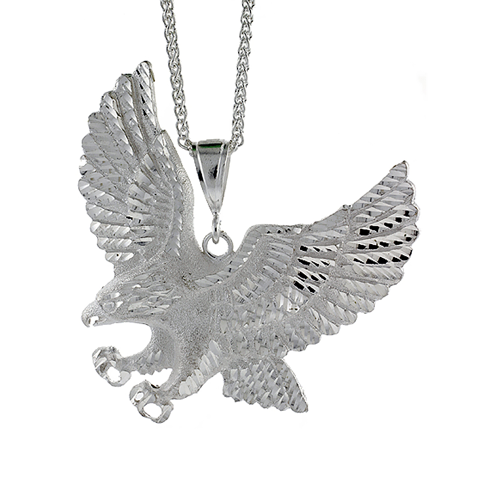 Sterling Silver Eagle Pendant, 3 1/2 inch tall
