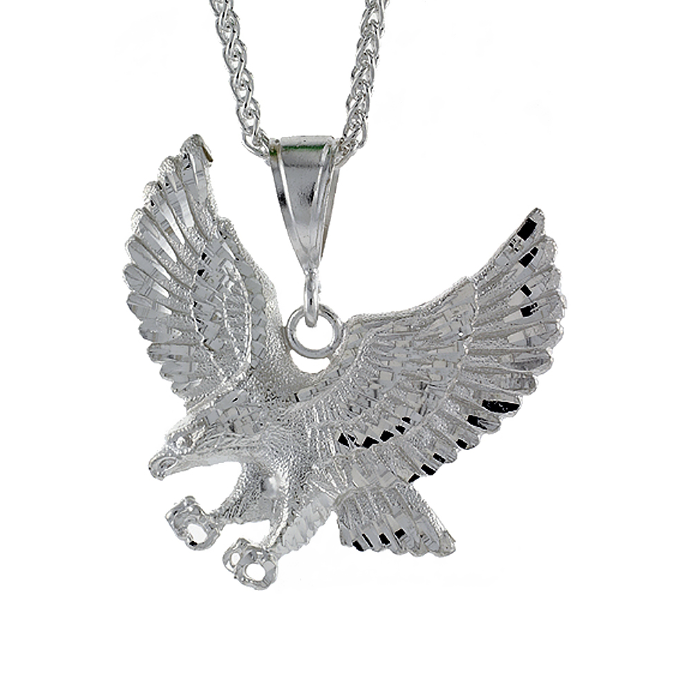 Sterling Silver Eagle Pendant, 2 1/4 inch tall