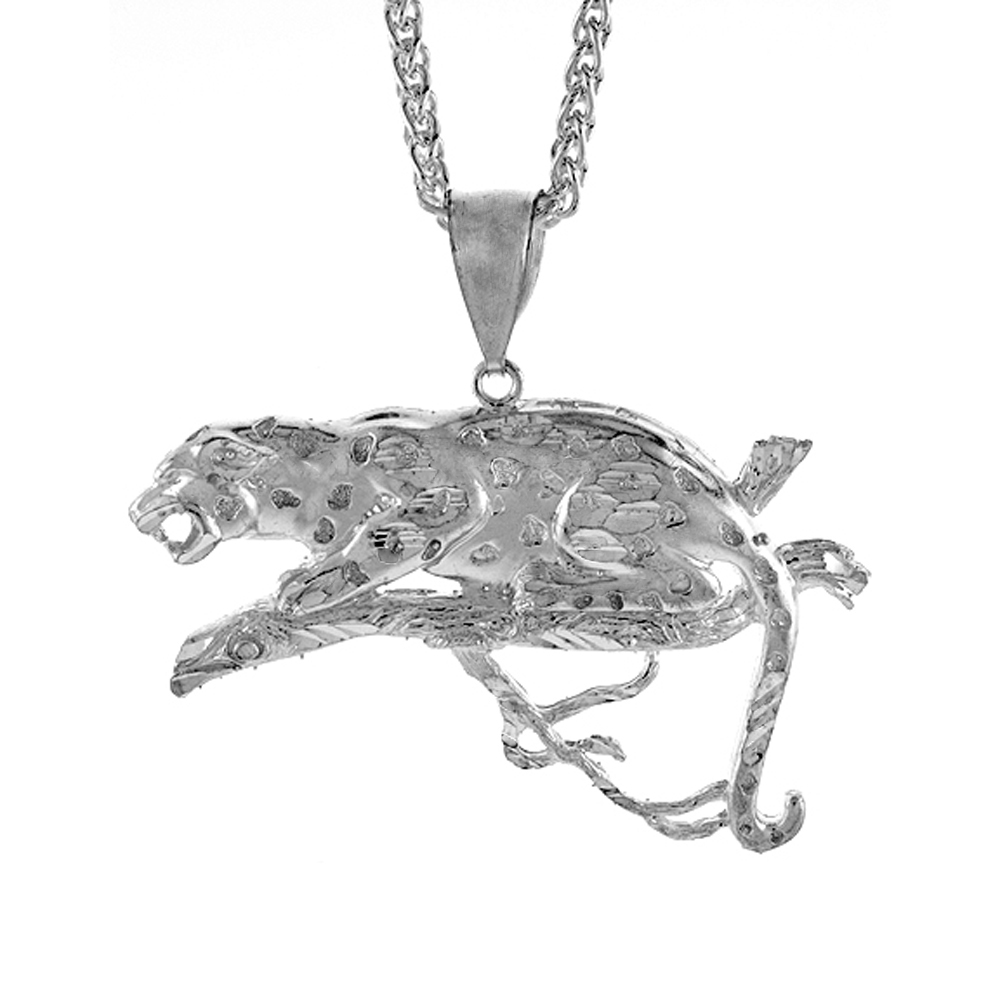 Sterling Silver Leopard Pendant, 1 5/8 inch tall