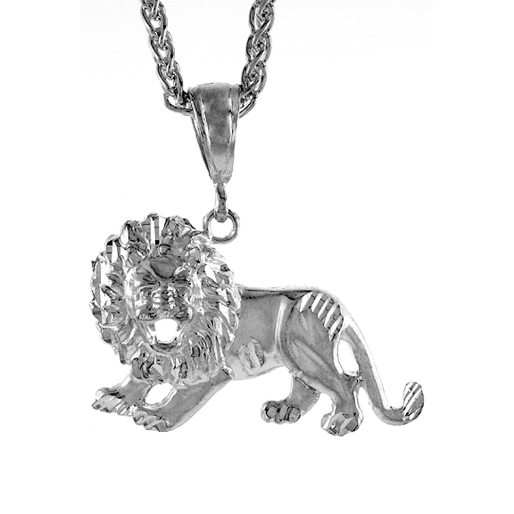 Sterling Silver Lion Body Pendant, 1 1/8 inch tall