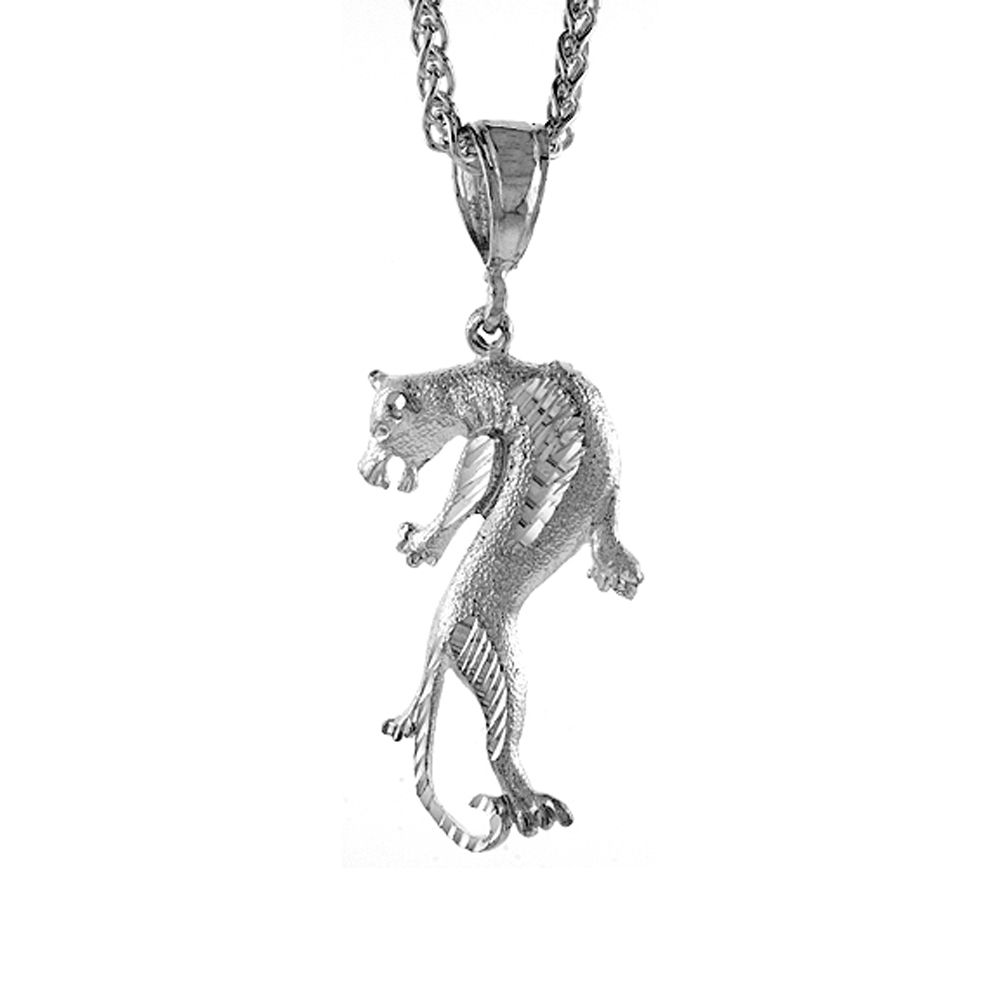 Sterling Silver Panther Pendant, 1 3/4 inch tall